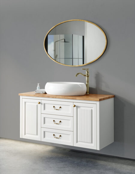 ארון אמבטיה דגם אדל רוחב 120 ס"מ לבן תלוי